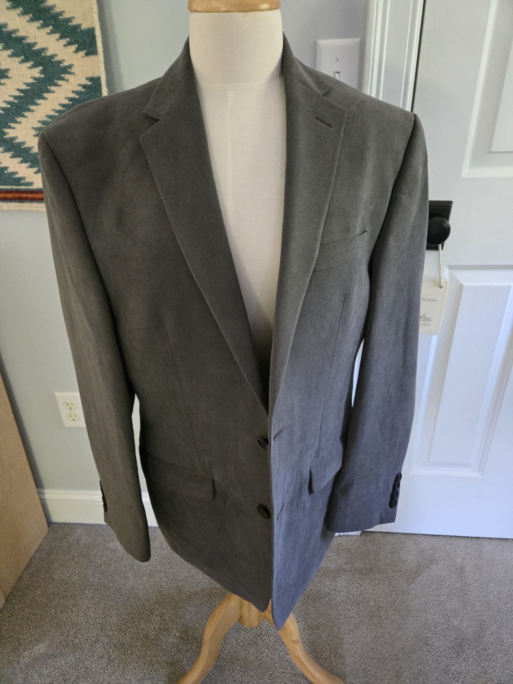 Classic Men's Gray Blazer Suit Jacket Modern Fit Size 40R Macy's Ralph Lauren